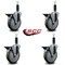 Service Caster 5'' Gray Poly Swivel 1'' Expanding Stem Caster Set with Brake, 4PK SCC-EX20S514-PPUB-PLB-1-4 - alternate 2